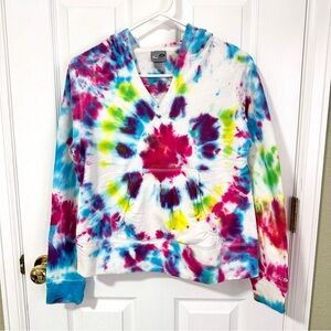 Tie-Dyed V-Neck Hoodie Sweatshirt